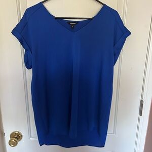 Express Royal Blue V-Neck Blouse L